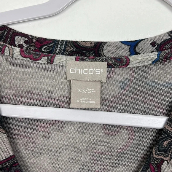 Chico’s Women’s XS/SP V-Neck Drop-Shoulder Paisley Tunic - Picture 3 of 6